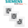SIEMENS - LOT de 3 Prises 2P+T Silver Delta Viva + Plaques Blanc-SIEMENS - vignette