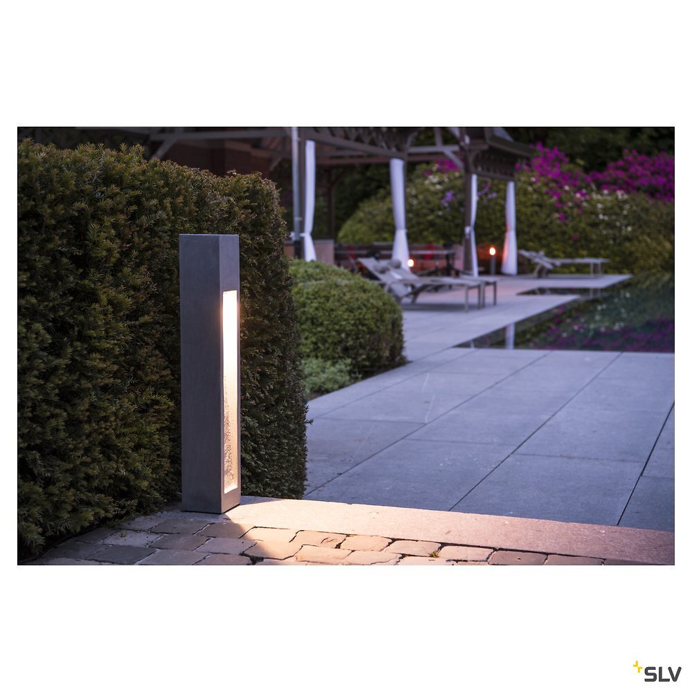 SLV - Borne extérieure SLV ARROCK STONE gris avec LED, Hauteur 75 cm pour éclairage de jardin et allées - large