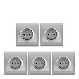 SIEMENS - Lot de 5 Prise 2P+T Silver Delta Iris + Plaque basic Silver-SIEMENS - vignette