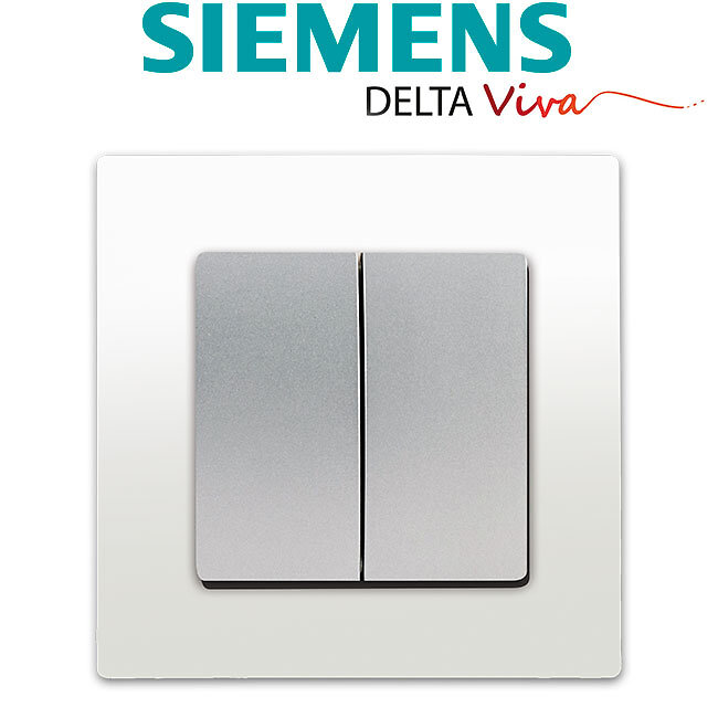 SIEMENS - Double Va et Vient Silver Delta Viva + Plaque Blanc-SIEMENS - large