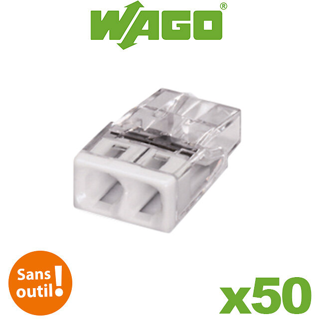 Pack de 15 bornes de connexion rapide a levier WAGO 3 entrées fil souple et  rigide - S222 - Brico Privé