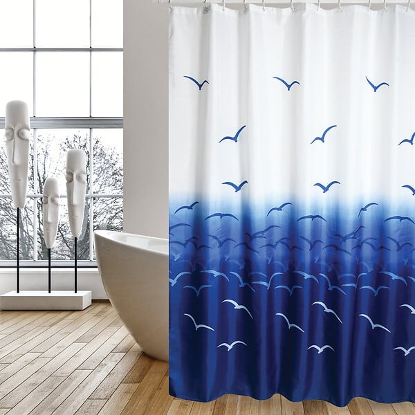 Bleu Rideau De Douche 180x200 Cm, Tissu Polyester Imperméable