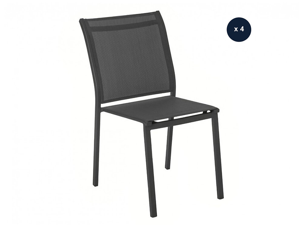 HESPERIDE - Lot de 4 chaises de jardin en aluminium empilables anthracite/graphite Essentia - Hespéride - large