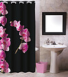 MSV - Rideau de douche Polyester LANYU 180x200cm Motif Fleurs Noir & Rose - vignette