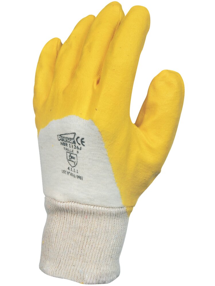 TOPCAR - SINGER - Paire de gants nitrile (3/4) -  Enduction ultra-légère - Support coton cousu - Poignet tricot - Taille 10 - NBR1126J - large