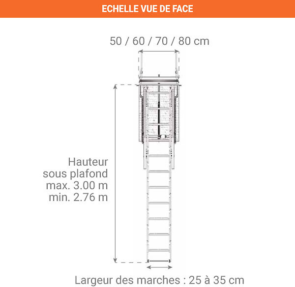 Matisere - Escalier escamotable électrique: ouverture du plafond de 70x90cm - ELEC70/090-300 - large