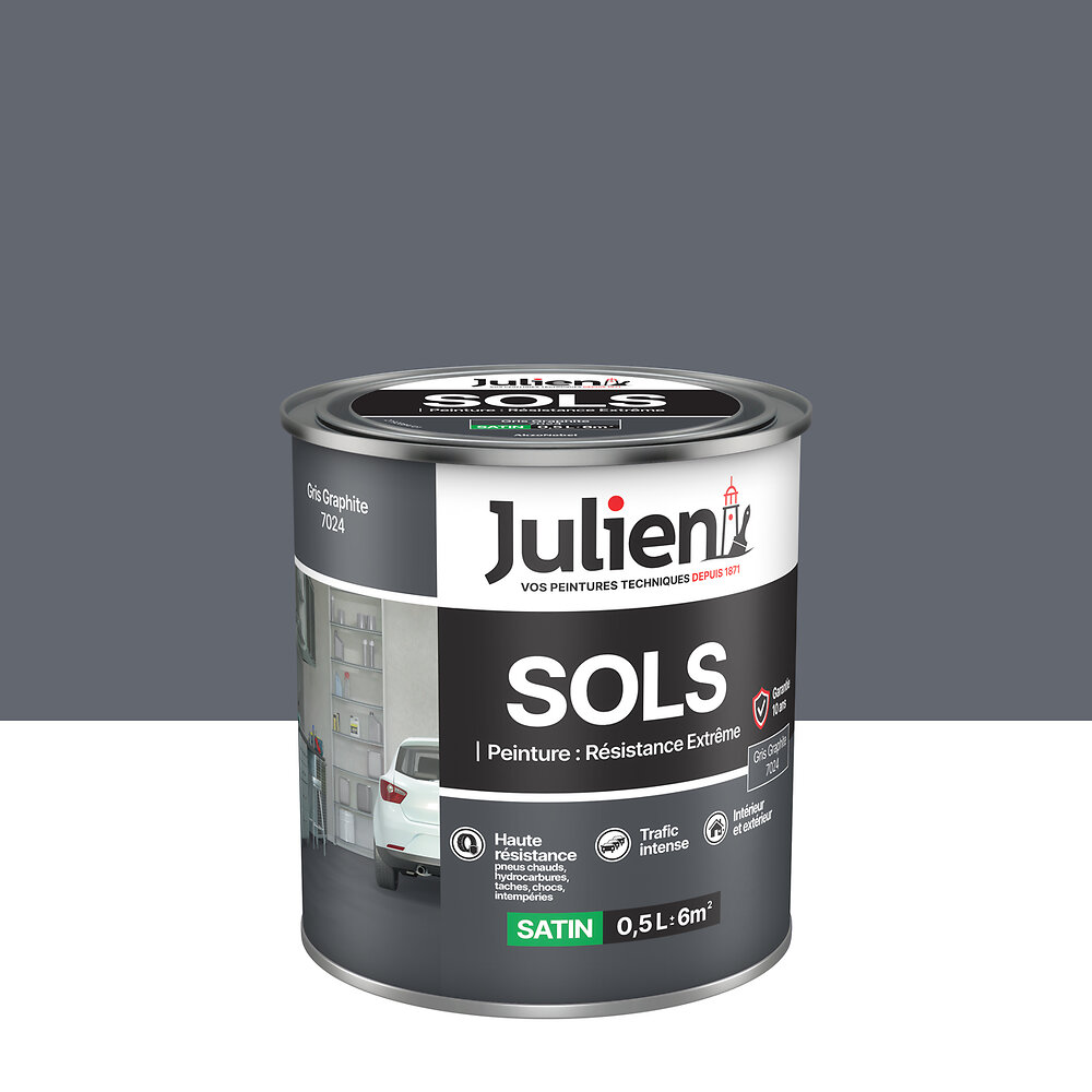 JULIEN - Peinture Sols Extreme Julien Satin - Gris Graphite 0.5L - large