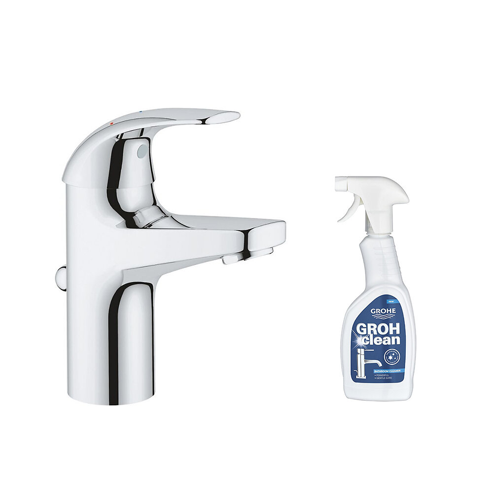 GROHE - Mitigeur Start Curve taille S Chromé + nettoyant robinetterie GrohClean - large