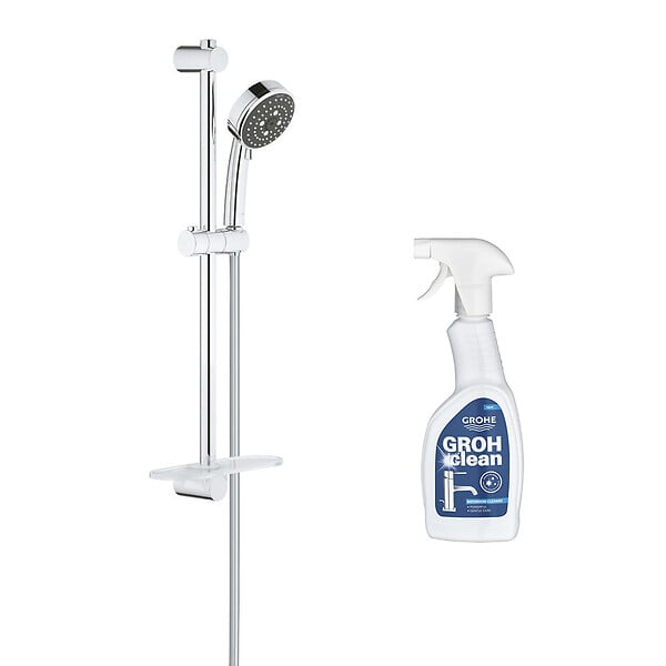 Pomme de douche fixe Grohe Pommeau de douche Quickfix Vitalio Comfort 100 3  jets avec flexible et barre