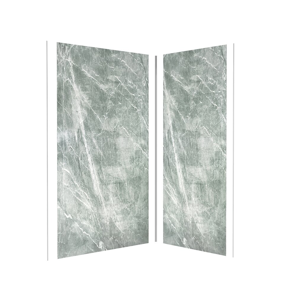 AURLANE - Pack 2 Panneaux muraux Artic Green 120+90x210cm + Profiles finition et angle chrome - ICE GREEN 120 - large