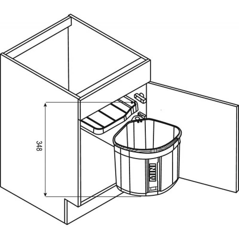 FRANKE - Poubelle monobac mini-Solo, fixation intérieur du meuble, largeur du meuble 400 mm, bac 17L - large