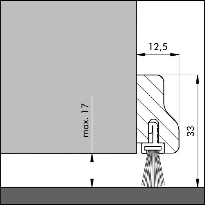 ELLEN - Profil de bas de porte en hêtre naturel avec brosse en 1 ml - large