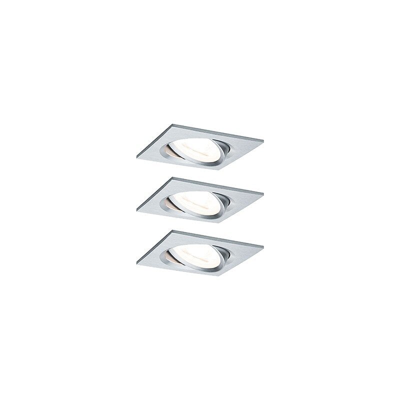 Lot de 3 spots encastrés LED Nova coin Carré GU10 Aluminium 6,5W 2700K IP23 Avec