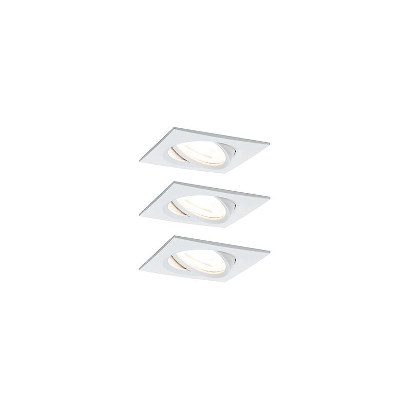 Lot de 3 spots encastrés LED Nova coin Carré GU10 Blanc 6,5W 2700K IP23 Avec