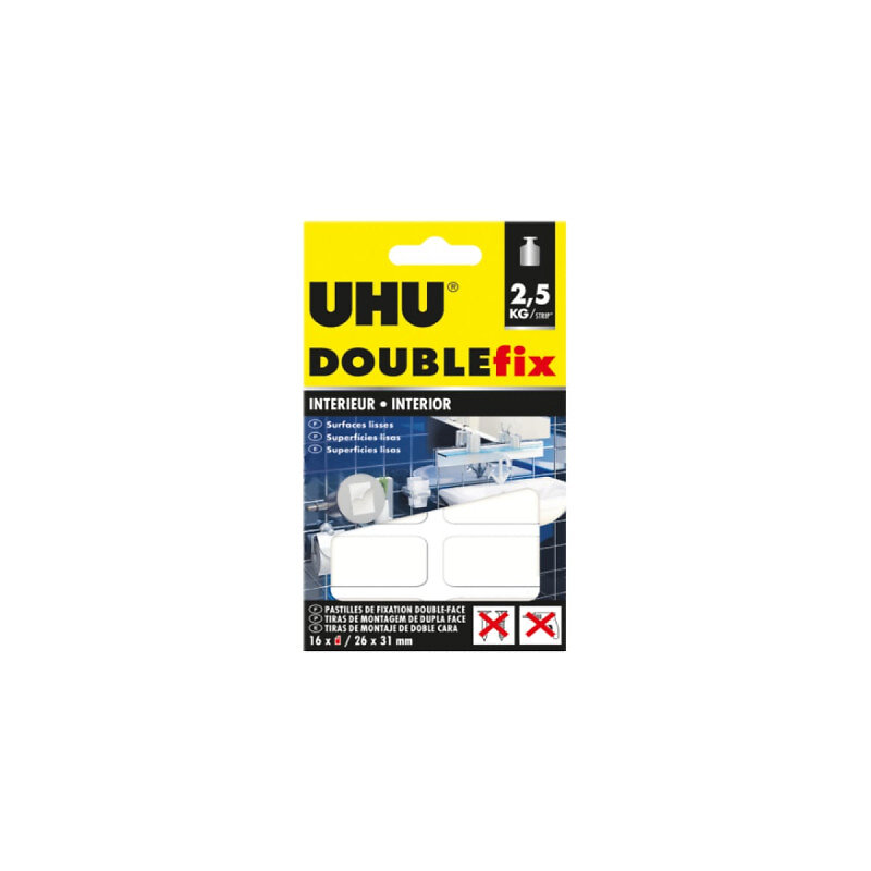 UHU - Pastilles adhésives UHU Doublefix Extra Fort Intérieur - 16 pastilles - 36450 - large