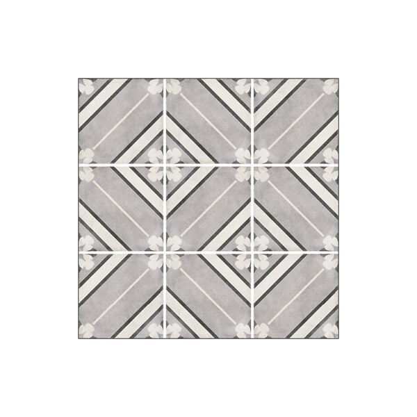 EIFFEL ART CONSTRUCTION - Carrelage sol / mur effet ciment motif gris 20x20 cm ART NOUVEAU INSPIRE GREY(vendu par boite de 1m2) - large