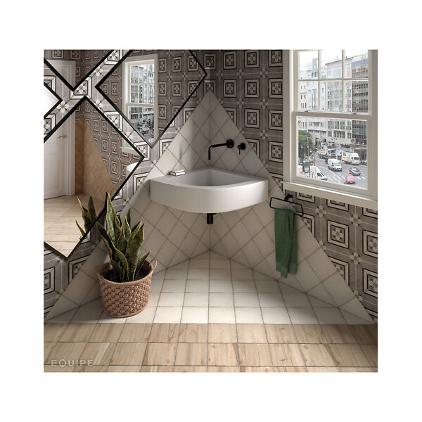 EIFFEL ART CONSTRUCTION - Carrelage sol / mur effet ciment motif gris 20x20 cm ART NOUVEAU INSPIRE GREY(vendu par boite de 1m2) - large