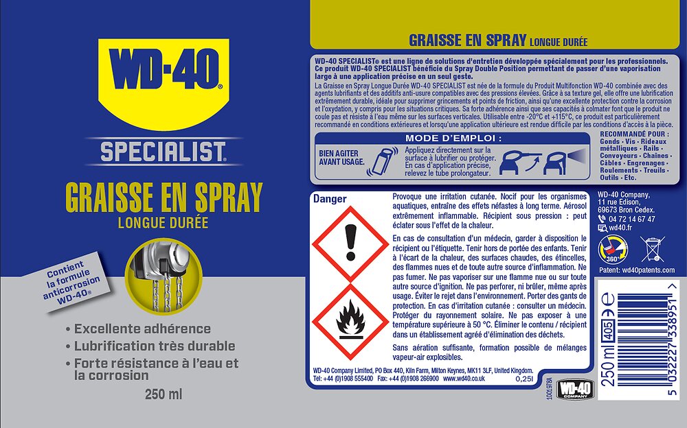 WD40 - Graisse en Spray Specialist 250ml - large