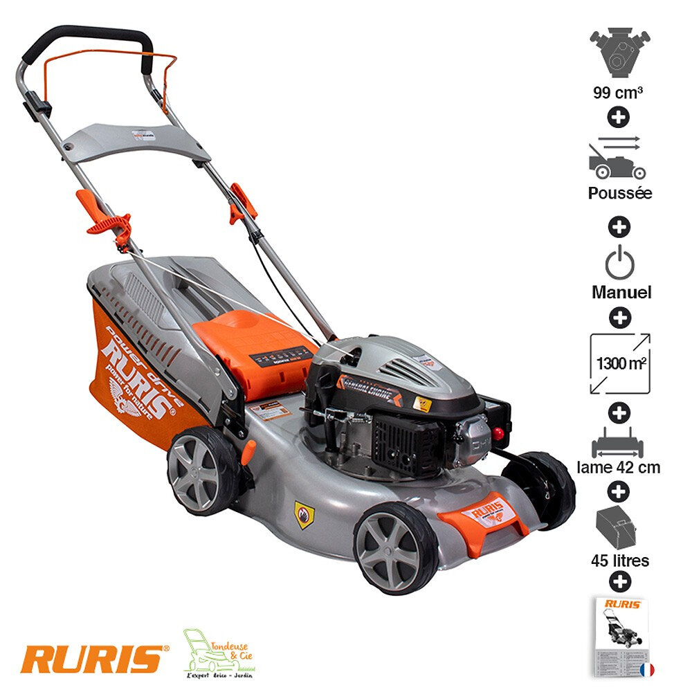 RURIS - Tondeuse thermique 99cc carter acier coupe 42cm Ruris RX200S - large