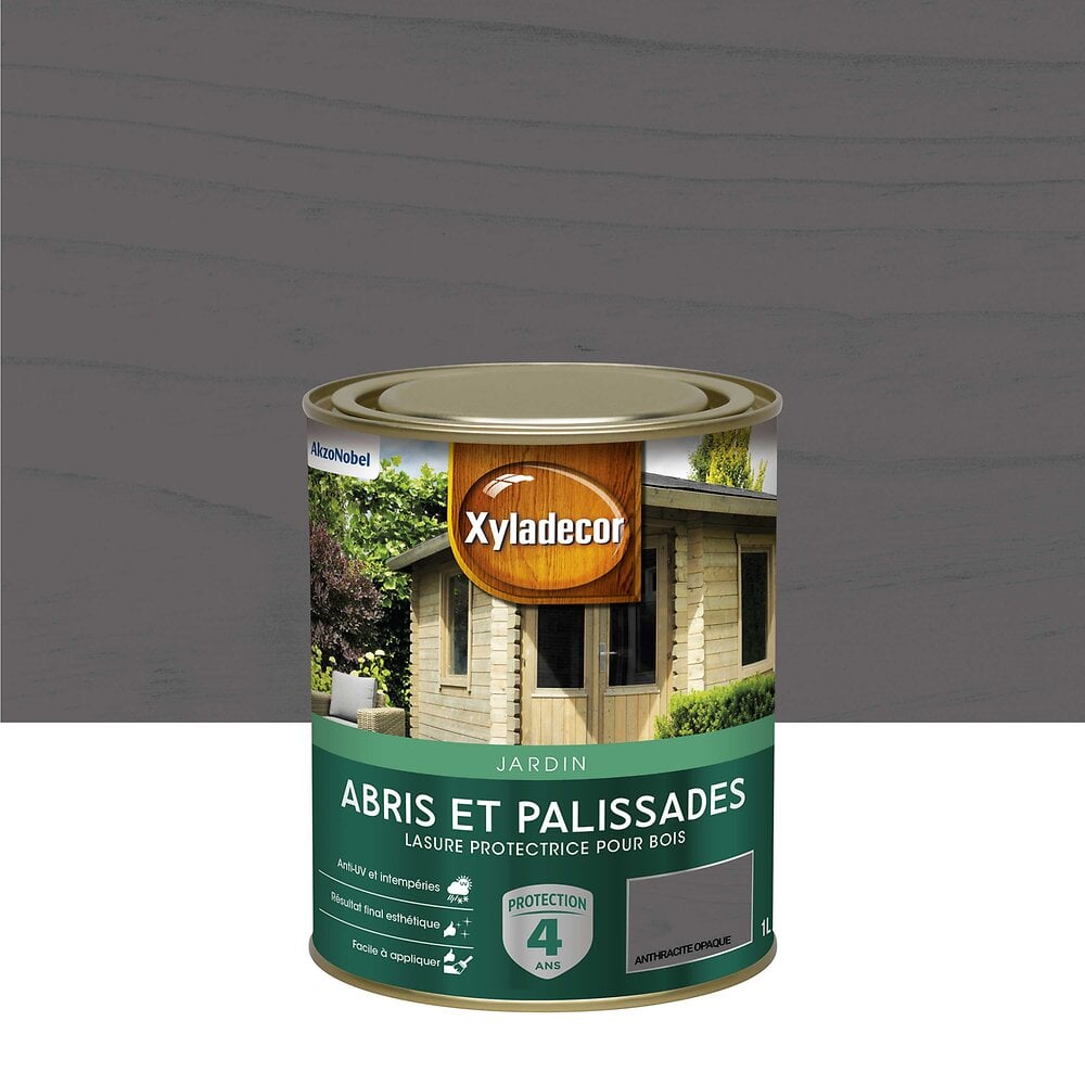 Lasure Bois Ext Xyladecor Abris Et Palissades Mat Anthracite Opaque 1L