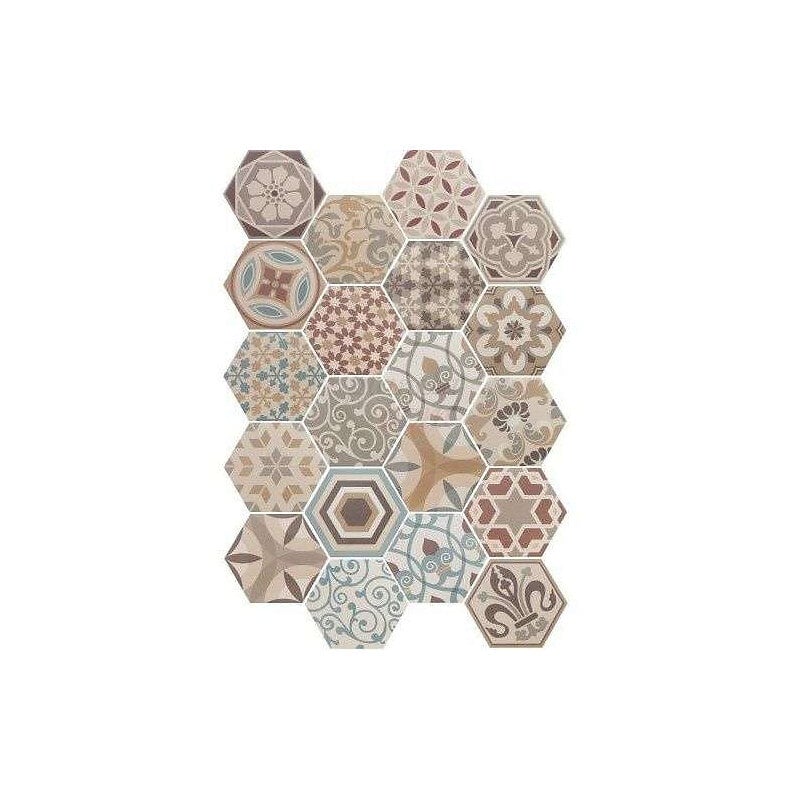 EIFFEL ART CONSTRUCTION - Hexatile - Harmony Colours - Carrelage 17,5x20 Cm Hexagonal Patchwork Décors Colorés Mates - large