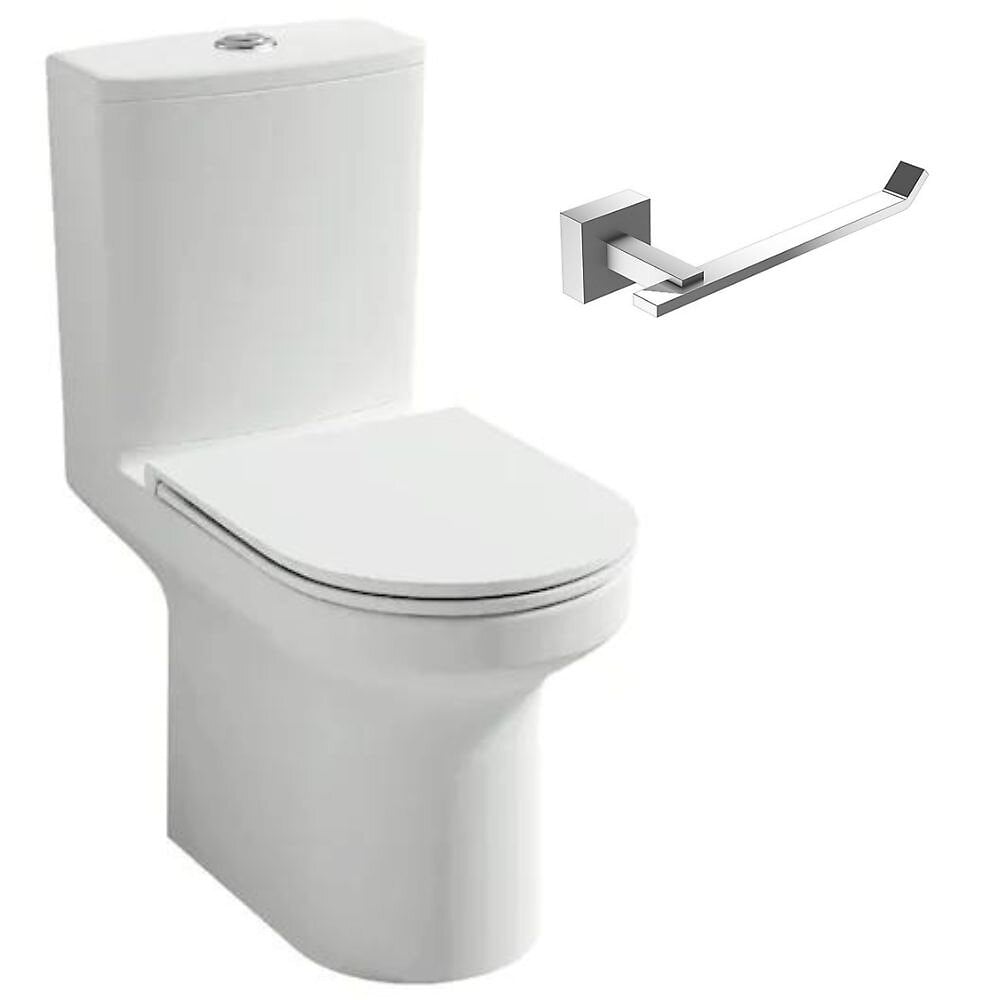 JACOB DELAFON - Pack WC au sol blanc sans bride Elite avec abattant extraplat fermeture douce avec porte-rouleau moderne - large