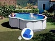 GRE - Kit piscine acier blanc Gré Varadero en huit 6,45 x 3,95 x 1,22 m + Bâche à bulles - vignette