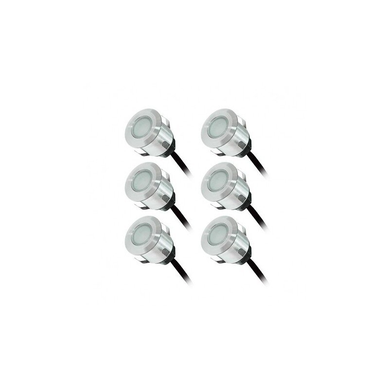 VISION EL - KIT SPOT LED TERRASSE 6 x 0,6 W 12V ROUGE ROND IP67 + ALIM 230 V - large