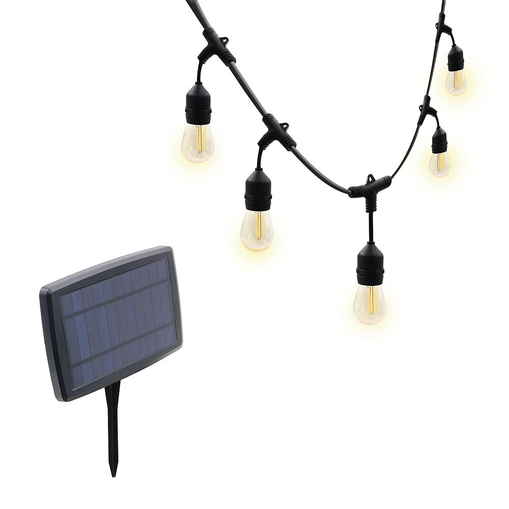 VELAMP - CASSIOPEA : Guirlande solaire IP44, 8 mètres, 10 ampoules LED, noir - large