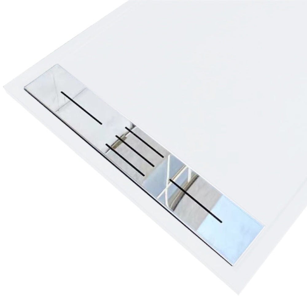 STANO - Receveur de douche 90 x 170 cm extra plat LUCIA en SoliCast® surface ardoisée blanc - large