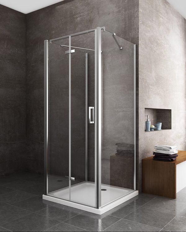 Porte De Douche Pliante EASY KIT – PVC Plastique, Ouverture Latérale, Largeur 80-150 Cm, Hauteur 185 Cm