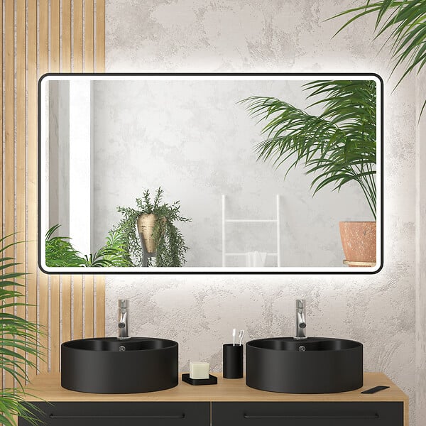 Miroir de salle de bain avec éclairage et bluetooth, miroir mural