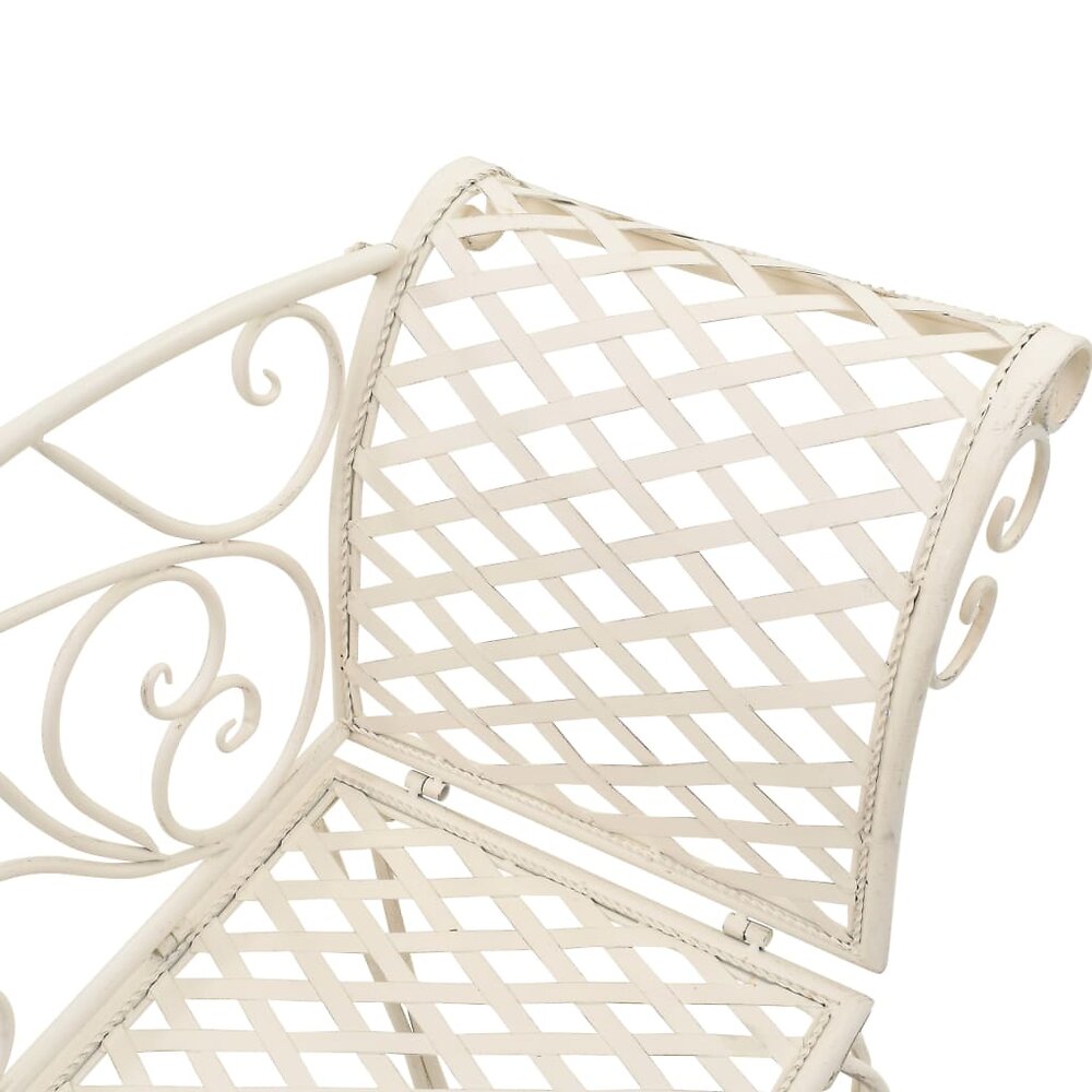 VIDAXL - Chaise longue de jardin Métal Antique Blanc Motif de rouleau - Sièges d'extérieur - Bancs d'extérieur - Blanc - Blanc - large