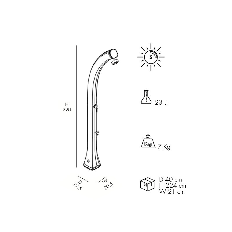 Arkema Design Happy Douche solaire pour piscine avec lavepieds