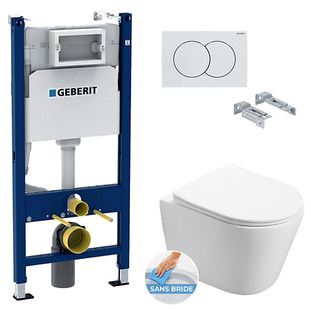 GEBERIT Pack WC Bâti-support + WC Swiss Aqua Technologies Infinitio s ...