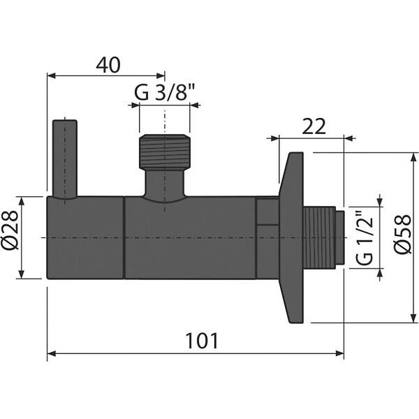 ALCA - Alca Robinet d’équerre avec filtre 1/2"×3/8", Noir-Mat (ARV001-BLACK) - large