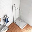 AICA SANITAIRE - AICA Paroi de douche pivotante 77cm en verre anticalcaire paroi de douche hauteur 190cm, porte-serviette - vignette