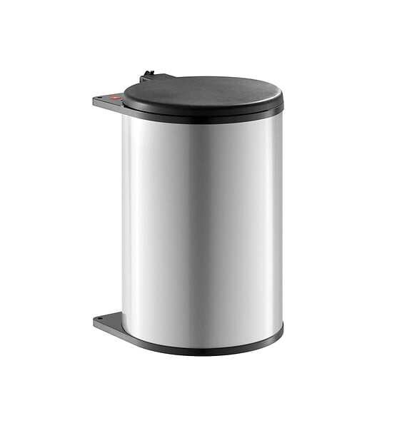 Poubelle cylindrique en métal avec couvercle - 52 litres - Argenté