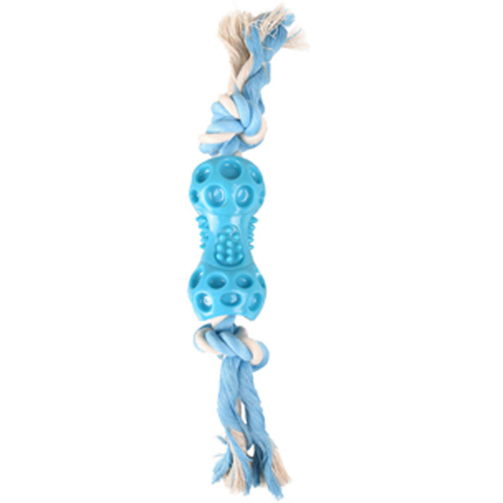 FLAMINGO PET PRODUCT - Jouet Haltère + corde bleu 34 cm. LINDO. en TPR. pour chien. - large