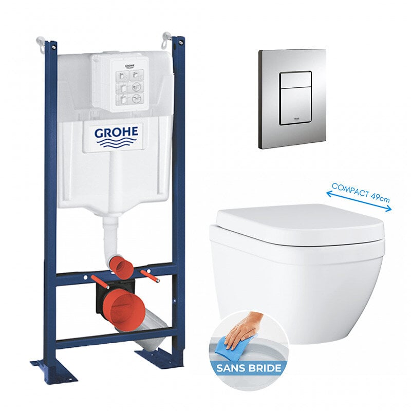 Grohe Pack WC Bâti-support Rapid SL + WC sans bride Brevis +