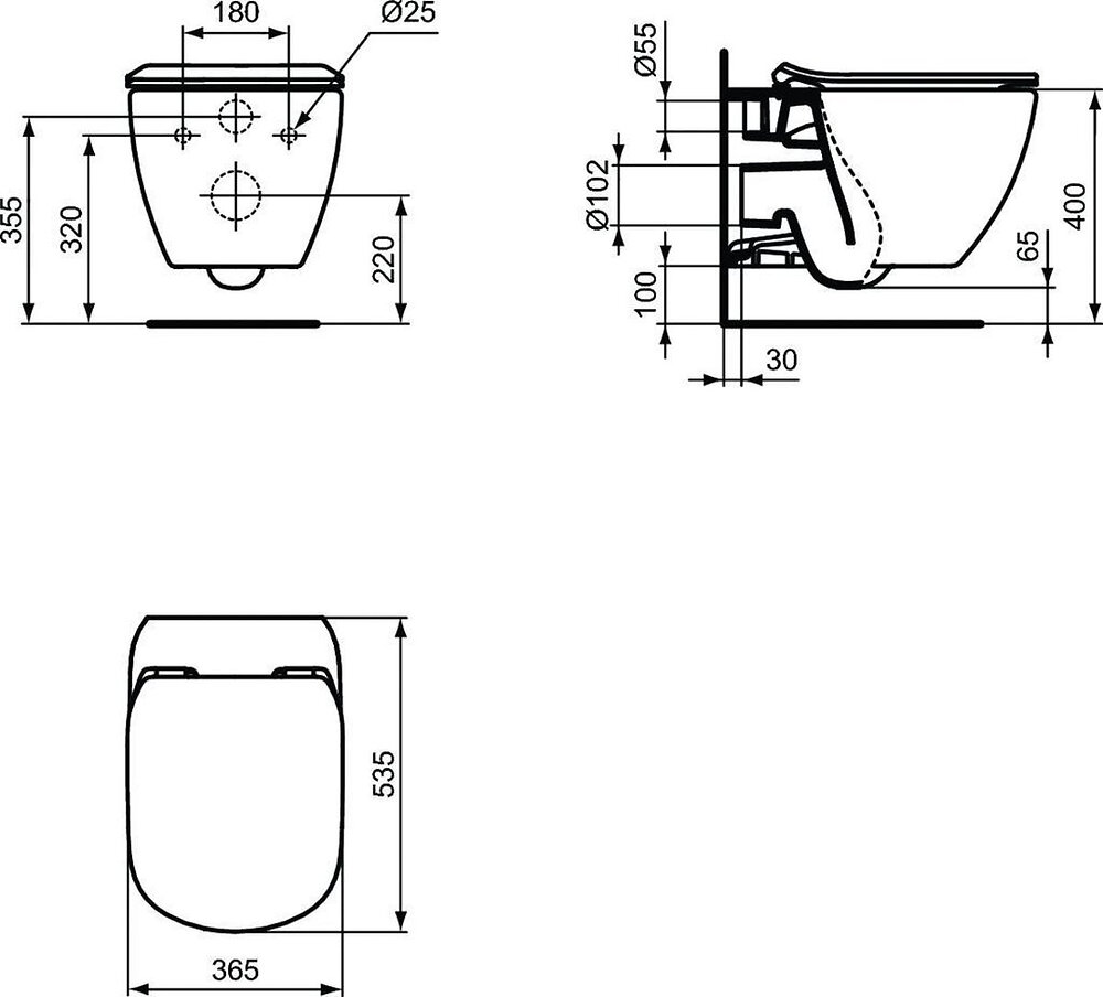 VILLEROY_ET_BOCH - Pack WC Bâti-support + Cuvette Ideal Standard TESI AquaBlade sans bride fixations invisibles + Plaque blanche (ViConnectTesi-2) - large