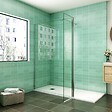 AICA SANITAIRE - AICA paroi de douche 150x200cm avec retour pivotant 50x200cm en 8mm verre securit, paroi de douche à l'italienne avec une barre de fixation carrée 90cm - vignette