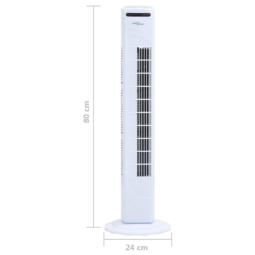 VIDAXL - vidaXL Ventilateur tour avec télécommande et minuterie Φ24x80 cm Blanc - large