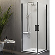 Kassandra - Paroi de douche accès en angle 2 portes pivotantes NARDI profil noir mat   70 x 75 cm - vignette