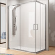 Kassandra - Paroi de douche accès en angle 2 verres fixes + 2 portes coulissantes BELLA    130 x 70 cm - vignette