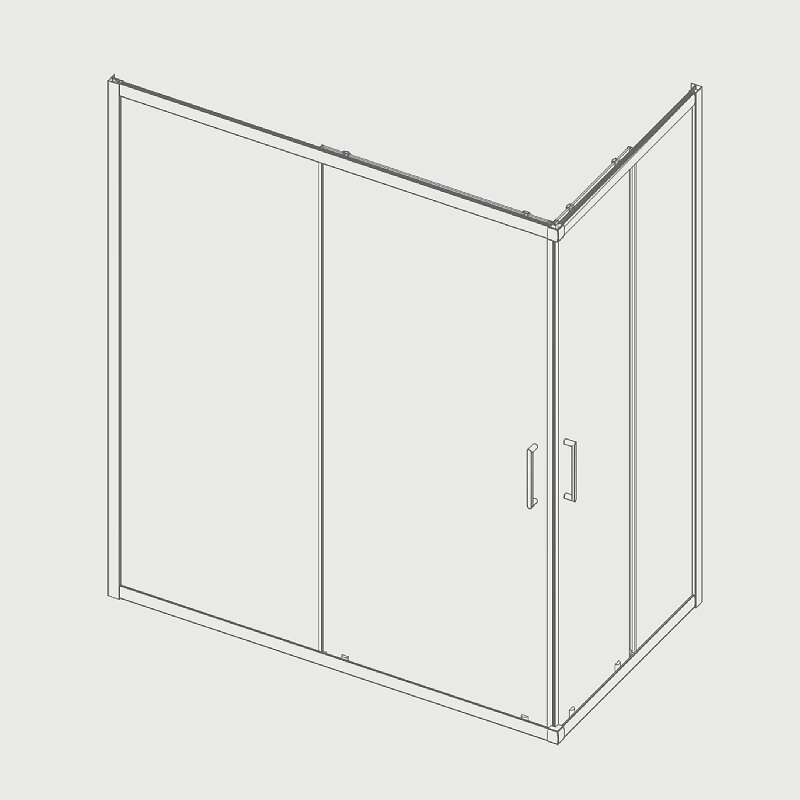 Kassandra - Paroi de douche accès en angle 2 verres fixes + 2 portes coulissantes BELLA    130 x 70 cm - large