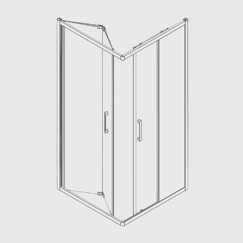 Kassandra - Paroi de douche accès en angle 1 porte pliante 90 cm + 1 porte coulissante 100 cm S300 - large