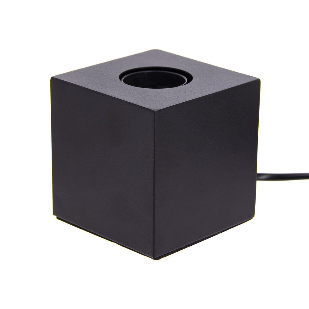 lampe à poser cube en métal noir, compatible culot e27, ip20, 60w 