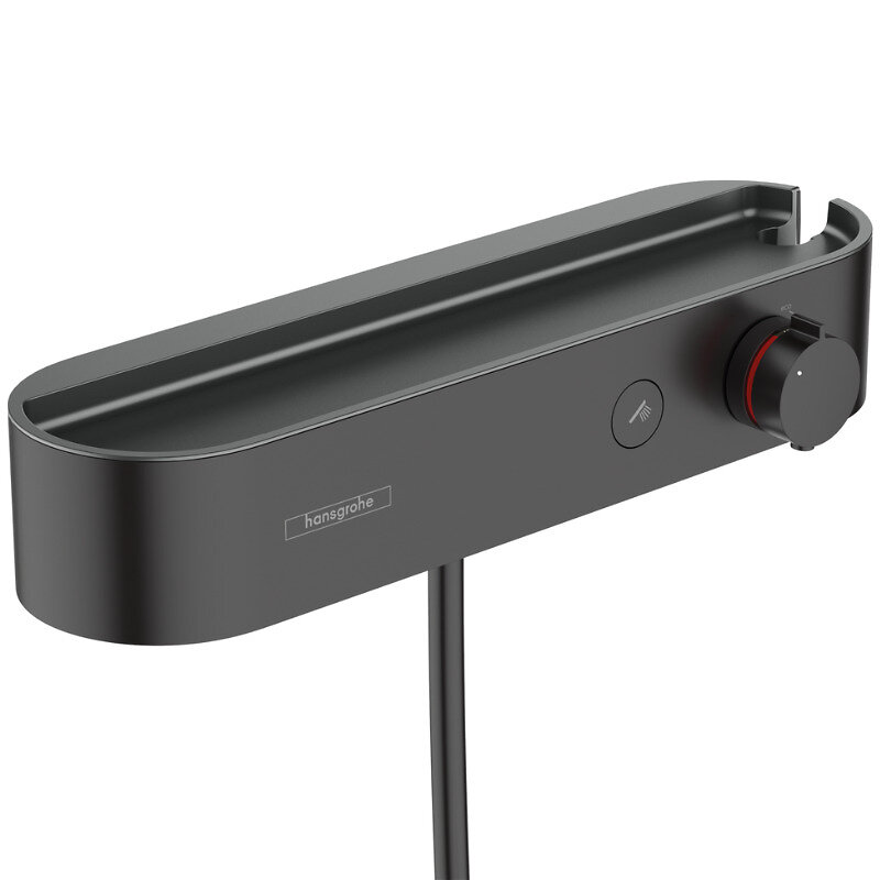 HANSGROHE - Hansgrohe ShowerTablet Select Mitigeur Thermostatique douche 400 avec tablette, Noir mat (24360670) - large
