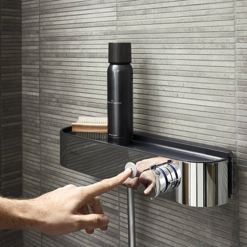 HANSGROHE - Hansgrohe ShowerTablet Select Mitigeur Thermostatique douche 400 avec tablette, Noir mat (24360670) - large